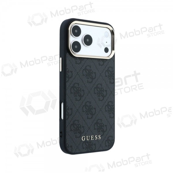 Θήκη Apple iPhone 18 Pro - Guess PU Leather 4G Gold Frame MagSafe (μαύρο)