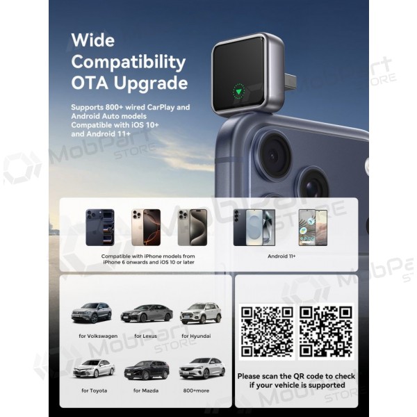 Ασύρματος προσαρμογέας CarPlay / Android Auto Joyroom JR-CP3 μαύρος