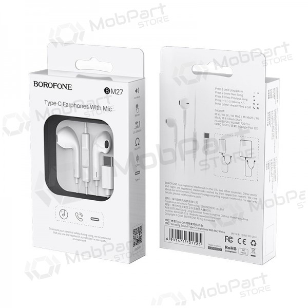 Handsfree ακουστικα Borofone BM27 Type-C (άσπρο)