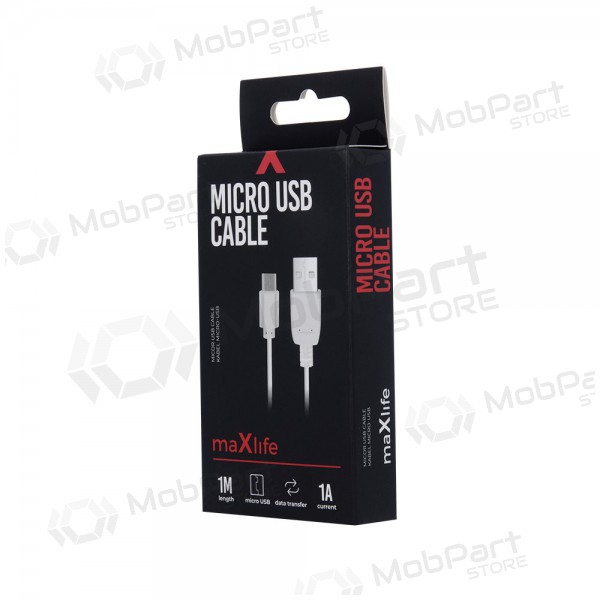 USB καλώδιο Maxlife microUSB (άσπρο) 1.0m