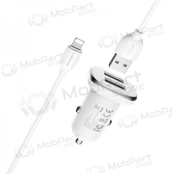 Φορτιστής automobilinis Borofone BZ12 USB + Lightning (2.4A) (άσπρο)
