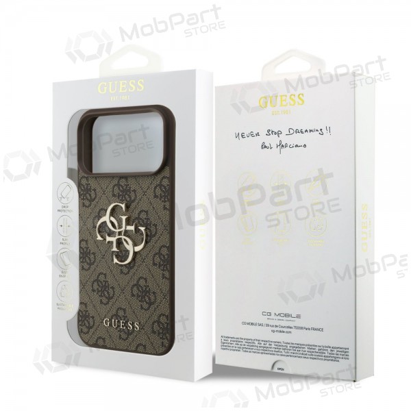 Θήκη Apple iPhone 17 Pro Max - Guess PU 4G Metal Logo (καφέ)
