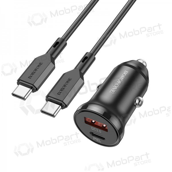 Φορτιστής automobilinis Borofone BZ18A USB-A/Type-C PD20W+QC3.0 + Type-C (μαύρος)