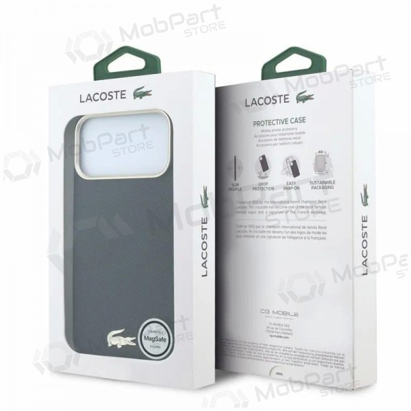 Θήκη Apple iPhone 18 Pro Max - Lacoste PU Leather Champs Elysees Gold Logo MagSafe (μαύρη)
