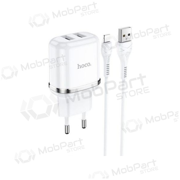 Φορτιστής HOCO N4 Aspiring Dual USB + type-C καλώδιο (5V 2.4A) (άσπρο)