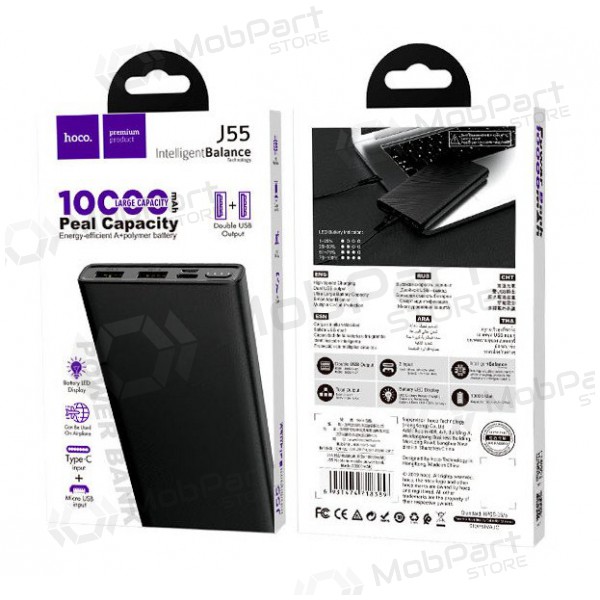 Εξωτερική μπαταρία Power Bank Hoco J55 10000mAh (μαύρος)