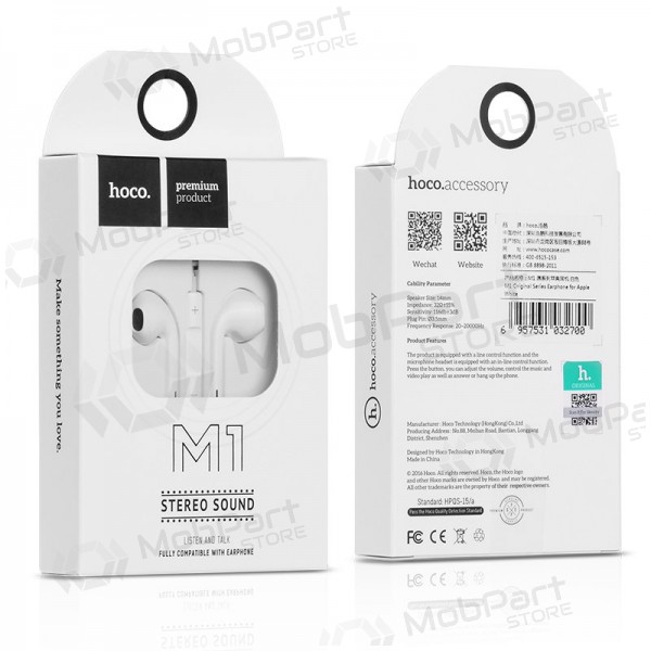 Handsfree ακουστικα HOCO M1 3,5mm (άσπρο)