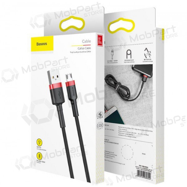 USB καλώδιο Baseus Cafule microUSB 2.0m 1.5A (γκρί-μαύρος) CAMKLF-CG1