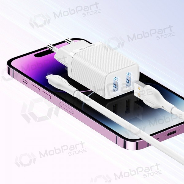 Φορτιστής Awei C15L-EU 2xUSB-A 10W + USB to Lightning cable άσπρο