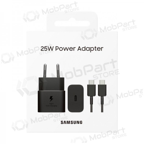 Φορτιστής γνησια Samsung EP-T2510XBEGEU 25W + USB-C καλώδιο στη συσκευασία μαύρος