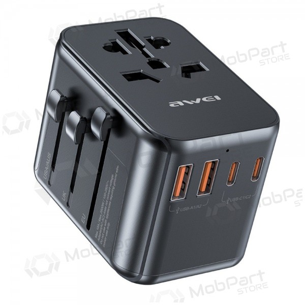 Γενικής kelioninis φορτιστής Awei C-39 GaN 35W 2xUSB-A/3xUSB-C μαύρος