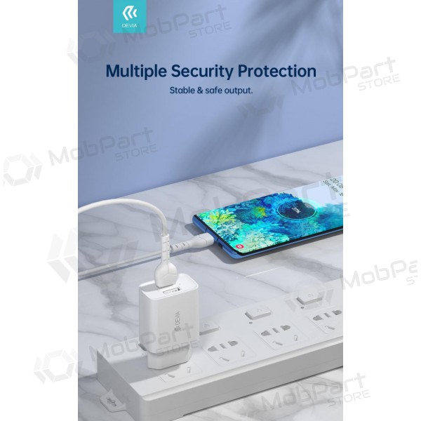 Φορτιστής Devia Smart x 2 USB (2.4A) + MicroUSB, (άσπρο)