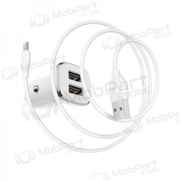 Φορτιστής automobilinis Borofone BZ12 USB + microUSB (2.4A) (άσπρο)