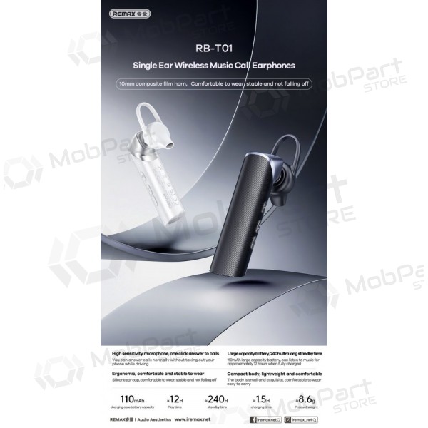 Ακουστικά Bluetooth hands-free Remax RB-T01 Bluetooth μαύρα