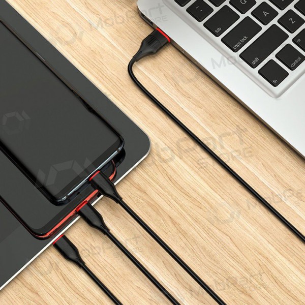 USB καλώδιο Borofone BX17 3in1 microUSB-Lightning-Type-C 1.0m (μαύρος)