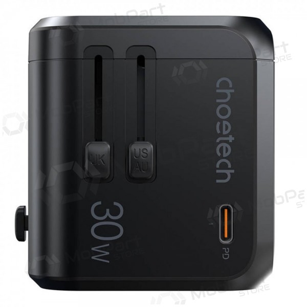Γενικής kelioninis φορτιστής Choetech PD5008 30W USB-C/3xUSB-A μαύρος