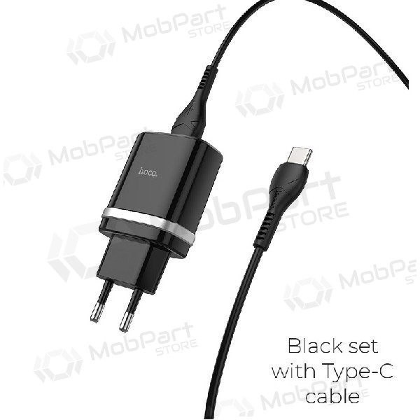 Φορτιστής HOCO C12Q Smart USB + type-C καλώδιο (QC3.0) (μαύρος)