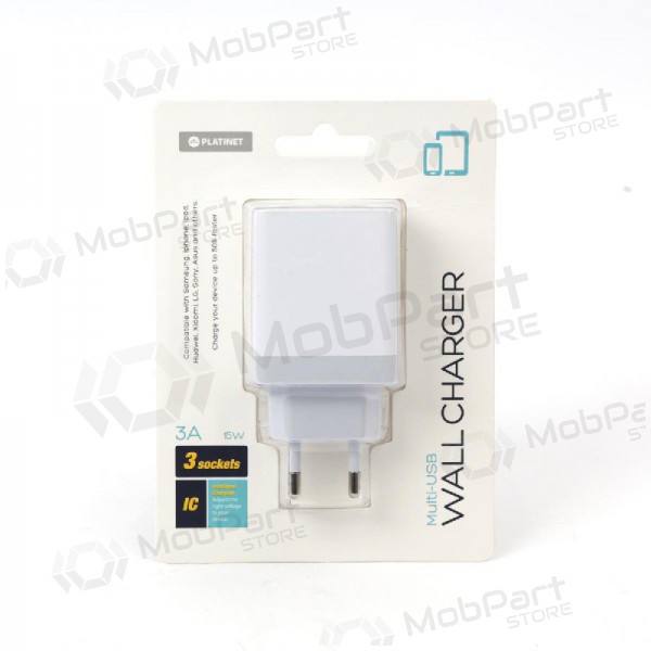 Φορτιστής Platinet QuickCharge 3xUSB (15W 3A) (άσπρο)