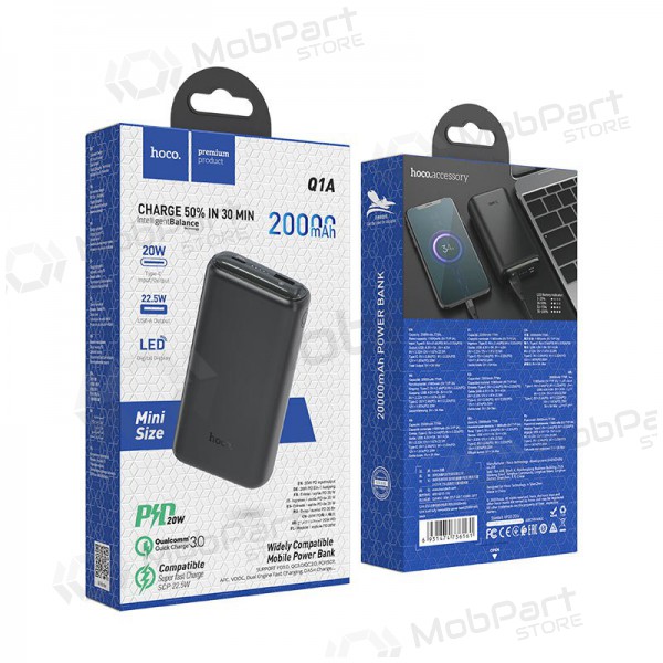 Εξωτερική μπαταρία Power Bank Hoco Q1A Type-C PD 20W+Quick Charge 3.0 (3.0A) 20000mAh μαύρος