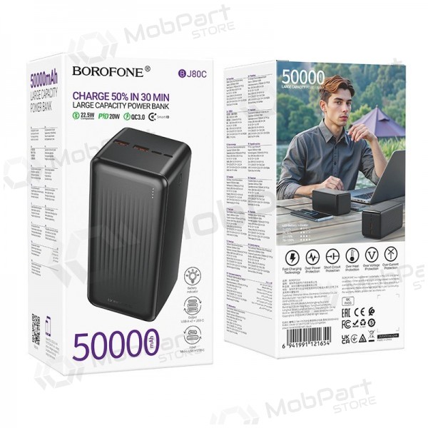 Εξωτερική μπαταρία Power Bank Borofone BJ80C 22.5W 50000mAh μαύρος
