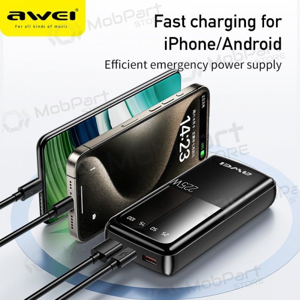 Εξωτερική μπαταρία Power Bank Awei P13K PD20W/QC22.5W 20000mAh μαύρος