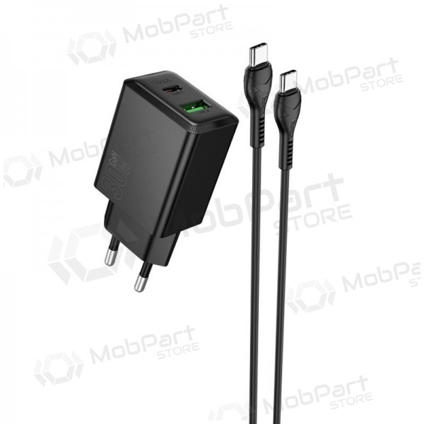 Φορτιστής τηλεφώνου Hoco N71 30 W GaN USB-C + USB-A με καλώδιο USB-C 1 m μαύρο