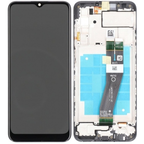 Ekranas Samsung A037G A03s 2021 (big size Europe vers.) su lietimui jautriu stikliuku και rėmeliu Black γνησια