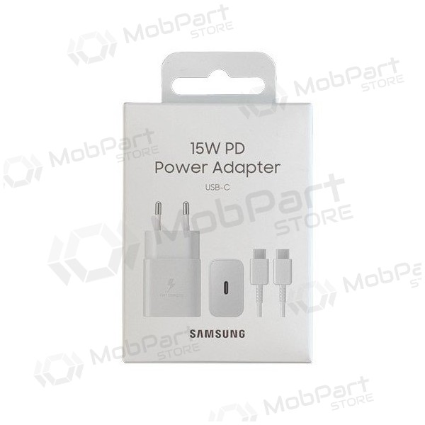 Φορτιστής γνησια Samsung EP-T1510XWEGEU 15W + καλώδιο Type-C 1m στη συσκευασία άσπρο