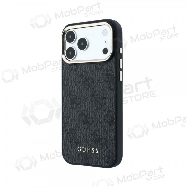 Θήκη Apple iPhone 18 Pro - Guess PU Leather 4G Gold Frame MagSafe (μαύρο)