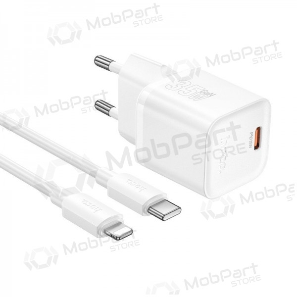 Φορτιστής τηλεφώνου Hoco N66 35 W GaN USB-C + USB-A με καλώδιο Lightning 1 m λευκό