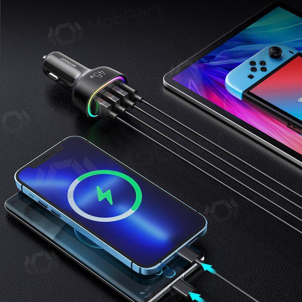 Φορτιστής automobilinis Joyroom JR-CL09 LED 4xUSB (PD, QC) 45W (μαύρος)