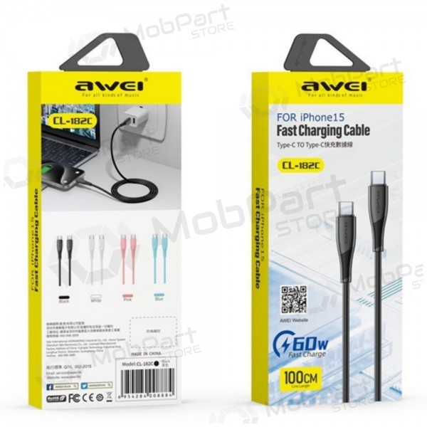 USB καλώδιο Awei CL-182C USB-C to USB-C 1.0m άσπρο