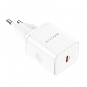 Φορτιστής buitinis Borofone BN6 Type-C PD+QC3.0 20W, άσπρο