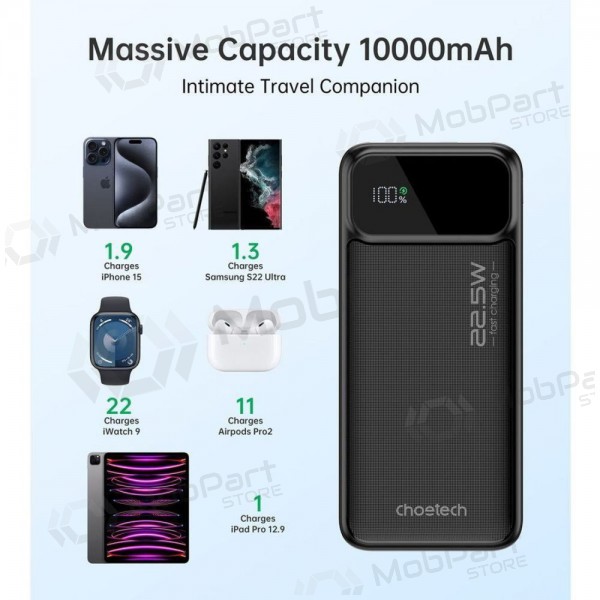 Εξωτερική μπαταρία Power Bank Choetech B728 22.5W 10000mAh μαύρος