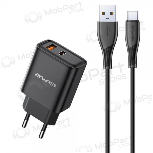 Φορτιστής τηλεφώνου Awei PD81T-EU 22.5 W USB-C + USB-A PD μαύρος