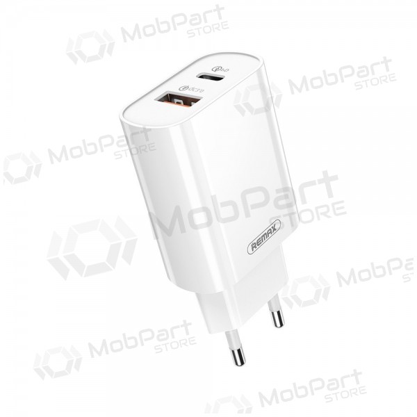 Φορτιστής τηλεφώνου Remax RP-U37 20 W USB-C + USB-A λευκός