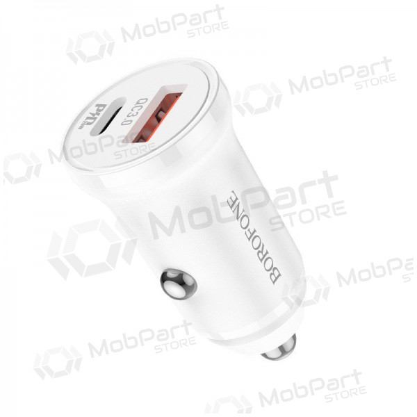 Φορτιστής automobilinis Borofone BZ18A USB-A/Type-C PD20W+QC3.0 (άσπρο)
