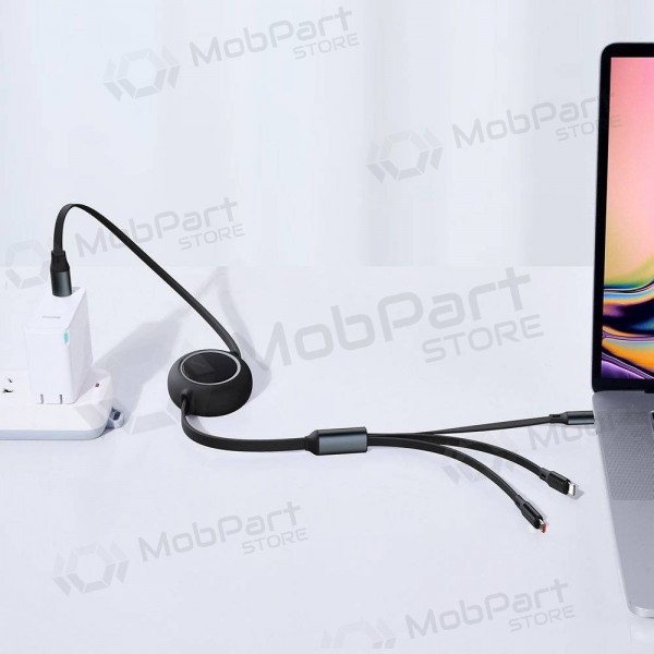 USB καλώδιο Baseus Bright Mirror Type-C - microUSB+Lightning+Type-C 100W 1.2m (μαύρος) CAMLC-AMJ01