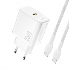 Φορτιστής Dudao A27C GaN 25W USB-C + καλώδιο USB-C σε USB-C 1.0m λευκό