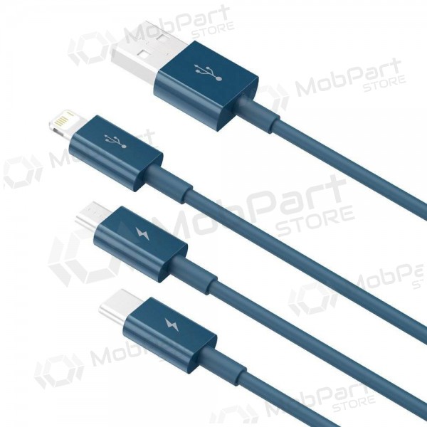 Καλώδιο USB Baseus Superior USB - microUSB+Lightning+Type-C 100W 1.5m (μπλε) CAMLTYS-03
