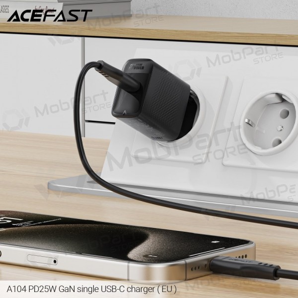 Φορτιστής τηλεφώνου Acefast A104 25 W GaN USB-C μαύρος