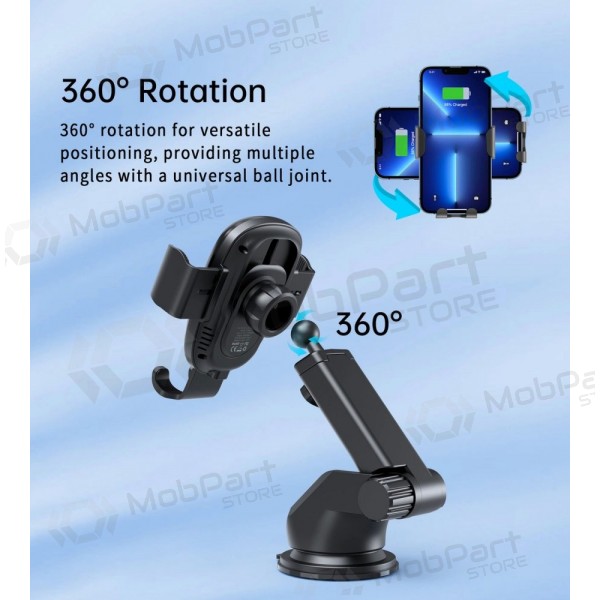 Automobilinis laikiklis-φορτιστής Choetech T203-F 15W Gravity Car Charger Holder μαύρος