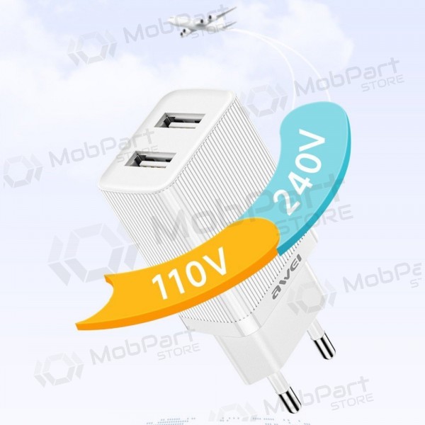 Φορτιστής Awei C15L-EU 2xUSB-A 10W + USB to Lightning cable άσπρο