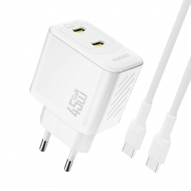 Φορτιστής τηλεφώνου Dudao A28PC 45 W GaN 2x USB-C με καλώδιο USB-C 1 m λευκό