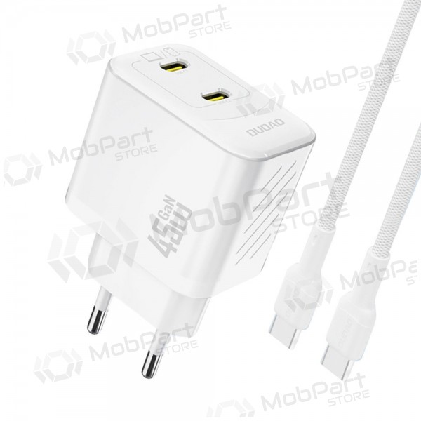 Φορτιστής τηλεφώνου Dudao A28PC 45 W GaN 2x USB-C με καλώδιο USB-C 1 m λευκό