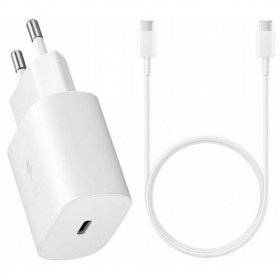 Φορτιστής γνησια Samsung EP-TA800NW 25W + Type-C καλώδιο 25W άσπρο