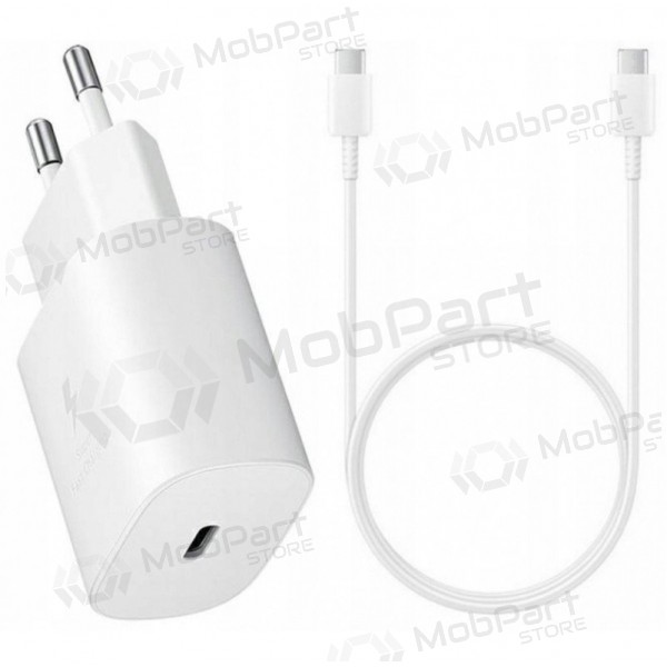 Φορτιστής γνησια Samsung EP-TA800NW 25W + Type-C καλώδιο 25W άσπρο