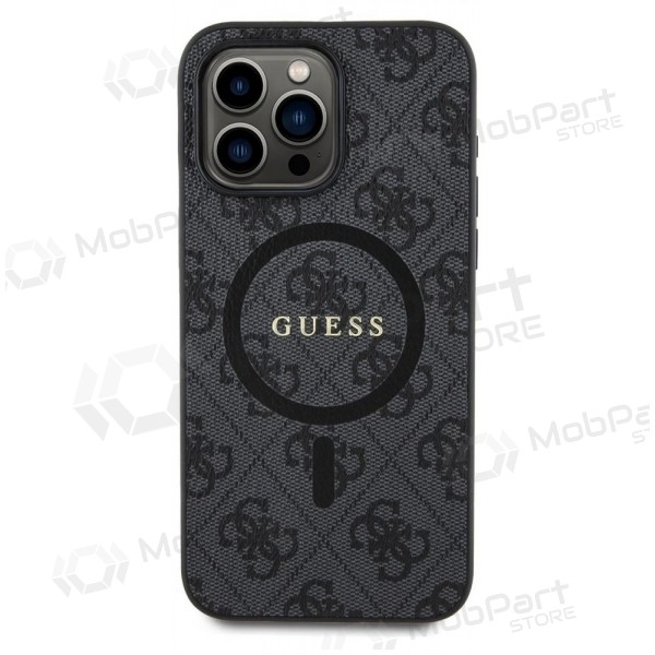 Θήκη Apple iPhone 15 Pro Max - Guess PU Leather 4G Colored Ring MagSafe (μαύρο)