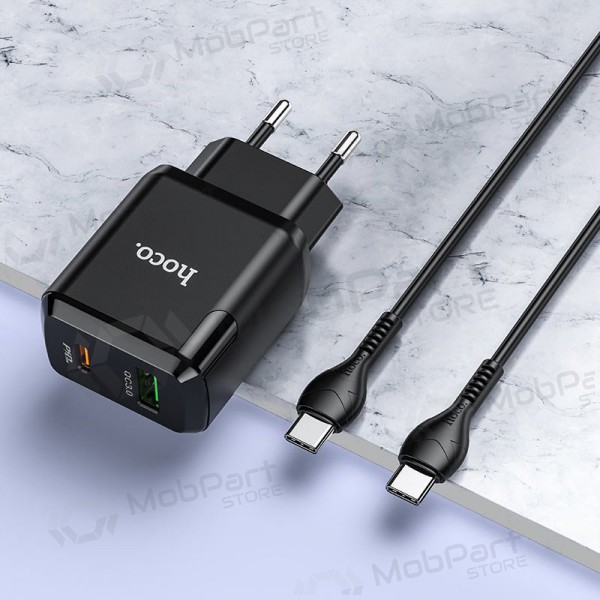 Φορτιστής Hoco N5 USB Quick Charge 3.0 + PD 20W (3.1A) + Type-C-Type-C (μαύρος)