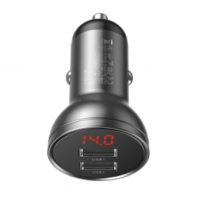 Φορτιστής αυτοκινήτου τηλεφώνου Baseus Digital Display CCBX-0G 24 W 2x USB-A μαύρος